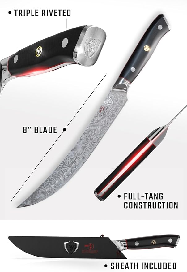 DALSTRONG Butcher Knife - 8 inch - Shogun Series ELITE - Japanese AUS-10V Super Steel - G10 Handle - Vacuum Treated - Meat Slicer Gift - Razor Sharp Breaking Knife - BBQ Knife - Sheath Included