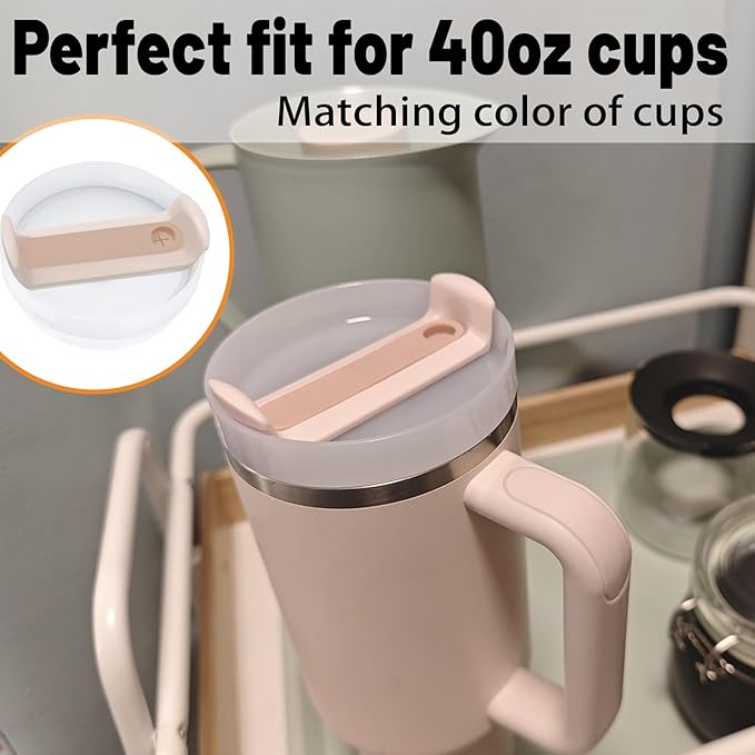 40 OZ Tumbler Lid Replacement - 2 Pack Spill Proof Covers for Stanley Travel Tumbler (Opaque - Rose Quartz)