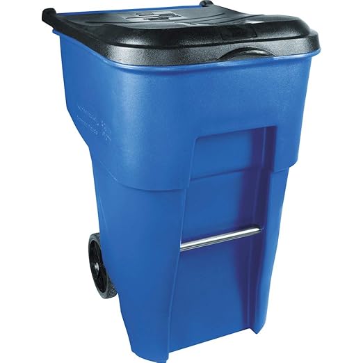 Rubbermaid Commercial Products BRUTE Rollout Trash/Garbage Can/Bin with Wheels, 95 Gal, Blue, for Restaurants/Hospitals/Offices/Back of House/Warehouses/Home
