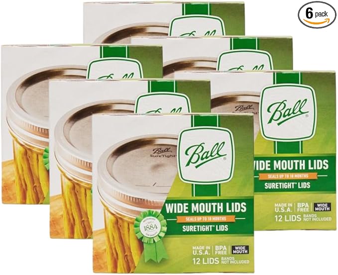 Ball Mason Jar Lids, Wide Mouth, 12 CT (Pack of 6)