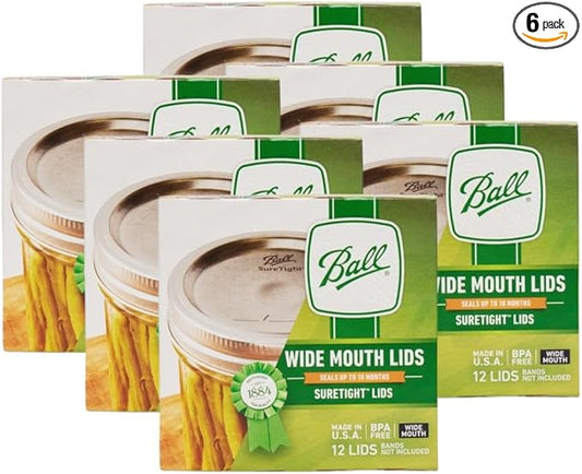 Ball Mason Jar Lids, Wide Mouth, 12 CT (Pack of 6)