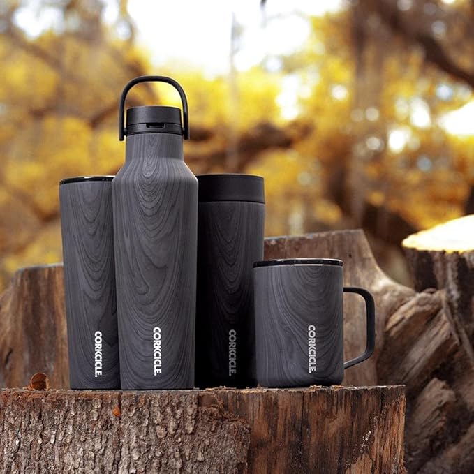 Corkcicle Classic Tumbler - Insulated Stainless Steel Travel Cup - Cold & Hot Drinks - Reusable - Durable - Spill Proof Lid - Non-Slip Silicone Base - Easy Grip - BPA Free - 24 oz - Burnt Wood