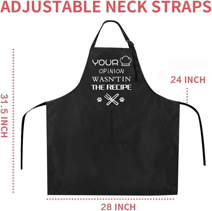 ZOORON Funny Black Chef Aprons for Men Adjustable BBQ Grill Kitchen Cooking Aprons with Pockets, Grill Accessories