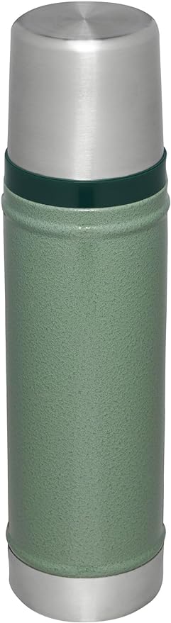 Stanley Classic Legendary Vacuum Bottle 20 oz | Wide Mouth with Leakproof Cup Lid | Keep Drinks Hot or Cold | Packable for Travel | Insulated Stainless Steel Thermos | BPA-Free | Hammertone Green