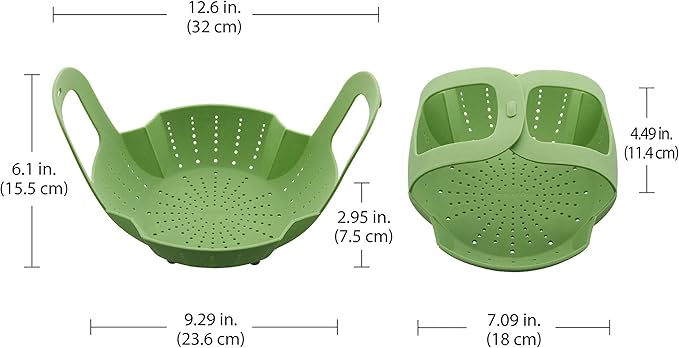 Instant Pot Official Silicone Steamer Basket, Versatile and BPA-Free, Compatible with 6 Qt. and 8 Qt. Cookers, Ideal for Steaming Vegetables, Fish, and More, Dishwasher Safe, Heat Resistant up (Green)
