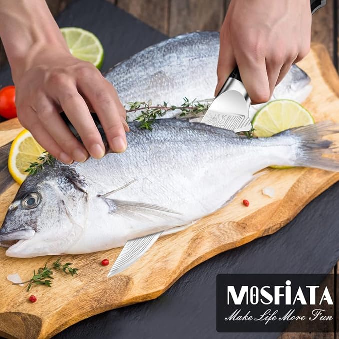 MOSFiATA 6" Boning Knife, Sharp Kitchen Cooking Knife with Finger Guard and Knife Sharpener, German High Carbon Stainless Steel EN1.4116 Chef’s Knife with Micarta Handle and Gift Box