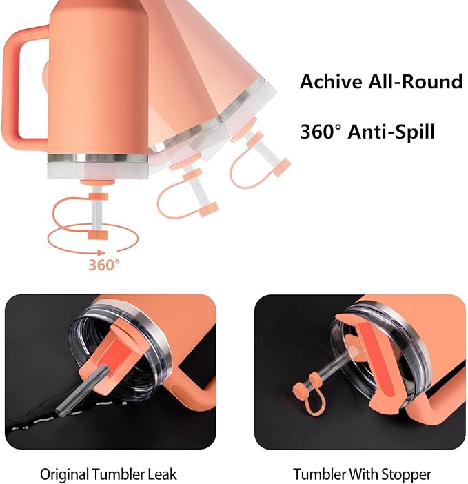 Silicone Spill Stopper Set Compatible with Stanley Cup 2.0 30oz & 40oz with Straw Cover, Set of 4