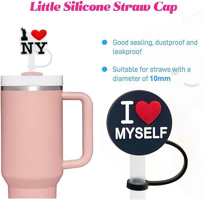 Straw Cover Cap for Stanley Cup,Straw Topper Compatible for 30 and 40 Oz Tumbler with Handle,10 mm 0.6 in Reusable Straw Tips Lids,Straw Tip Covers for Christmas Gifts