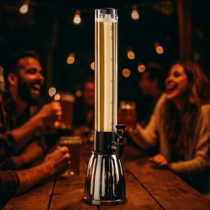 OGGI Beer Tower 88oz - Beverage Dispenser with Spigot & Ice Tube, Margarita Tower, Mimosa Tower, Perfect Drink Dispensers for Parties, Drink Tower, Holds 6 Pints of Beer – Stainless
