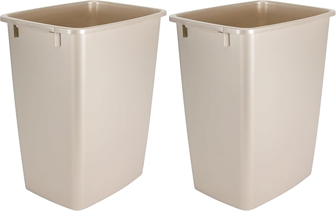 Rubbermaid Small Trash, 9-Gallons, Beige, Plastic Garbage Can/Wastebasket for Kitchen/Bathroom fits Under-Sink/Desk/Countertop/Cabinet, 21-Quart, Bisque (Pack of 2)