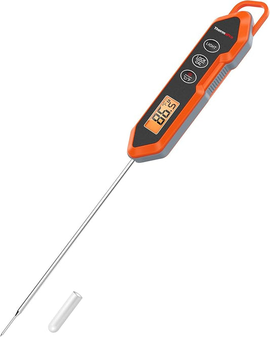 ThermoPro TP15H Waterproof Instant Read Food Thermometer for Cooking, Digital Meat Thermometer Probe with Backlight & Calibration, Cooking Thermometer for Meat Liquids Candy BBQ Oven Turkey
