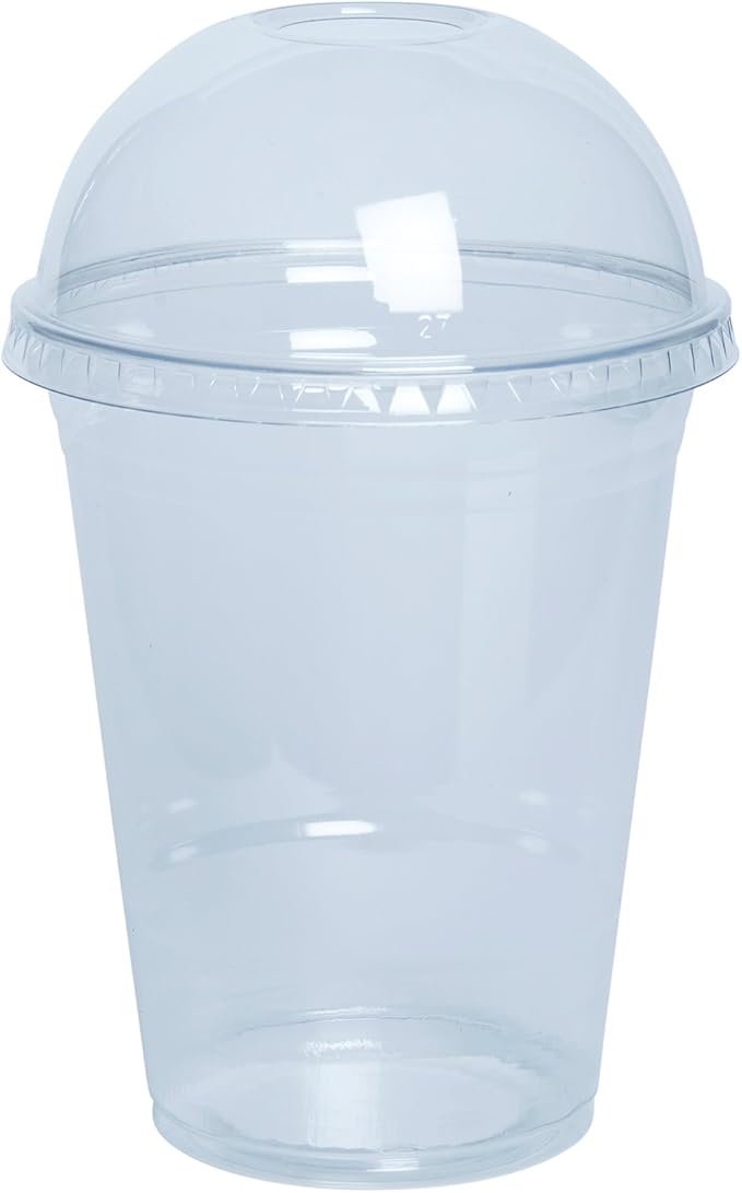 GUSTO [16 oz - 100 Count Clear Plastic Cups With Dome Lids - Perfect for Smoothies, Milkshakes, and To-Go Beverages (Formerly Comfy Package)