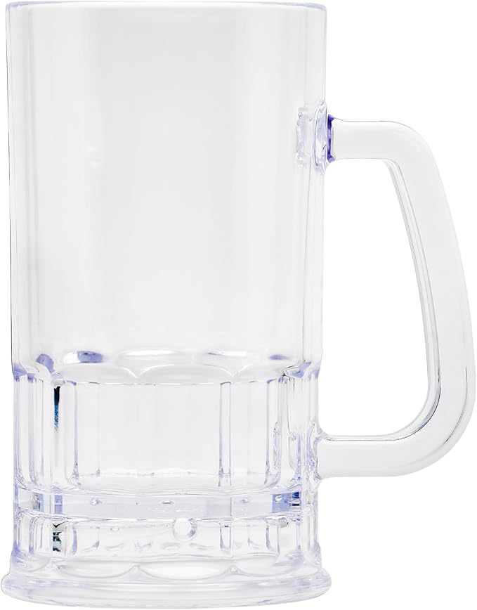 G.E.T. 00085-1-SAN-CL Shatter-Resistant Plastic Beer Mug / Stein, 20 Ounce, BPA Free (Set of 12)