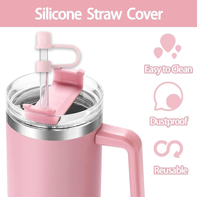 11PCS Silicone Straw Covers Cap Compatible with Stanley Cup 30-40 oz Tumbler with Handle 10mm Straw Toppers Reusable Straw Cover for Stanley Cup Accessories