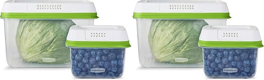 Rubbermaid 4-Piece Produce Saver Containers for Refrigerator with Lids for Food Storage (Pack of 2)