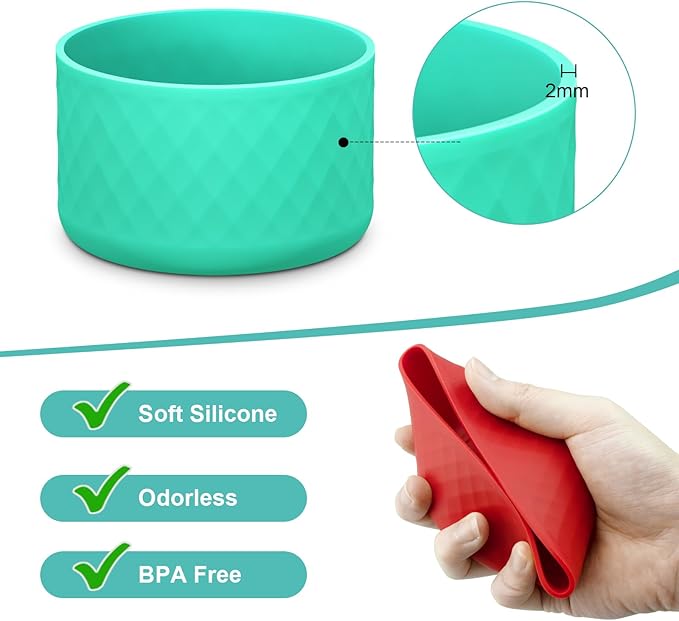 Upgrade 2PCS Protective Silicone Boot Bumper for Stanley Quencher Adventure 40oz 30oz IceFlow 20oz 30oz Tumbler, Water Bottle Bottom Sleeve Cover Accessories for Stanley Mug Cup(Cyan)