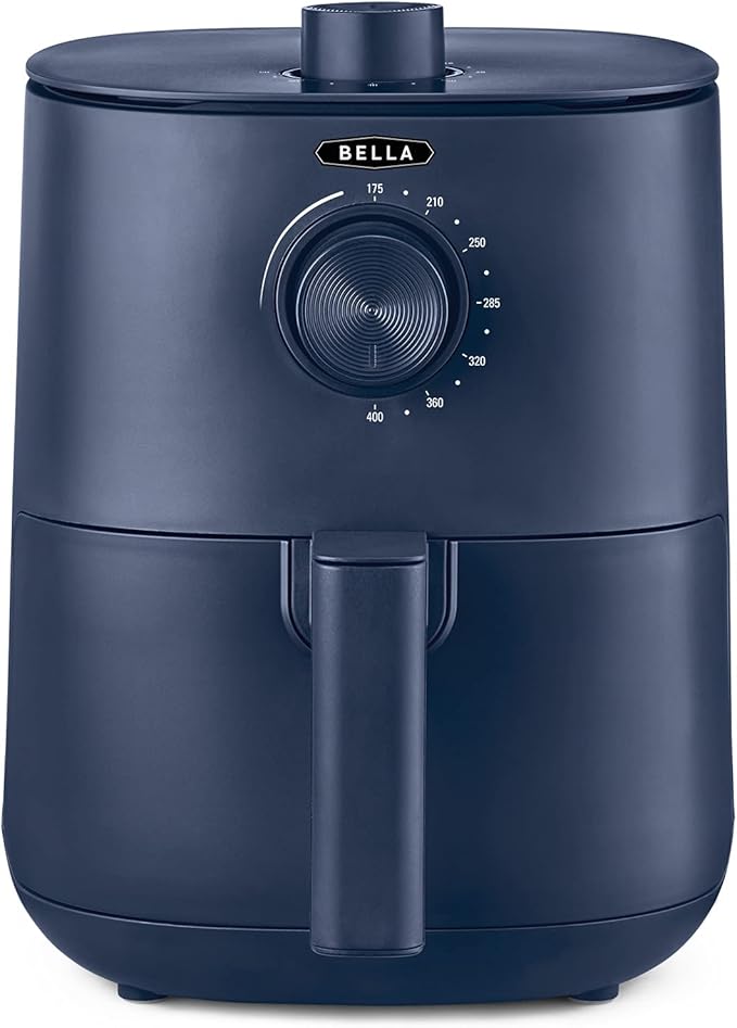 BELLA 2.9QT Manual Air Fryer, No Pre-Heat Needed, No-Oil Frying, Fast Healthy Evenly Cooked Meal Every Time, Removeable Dishwasher Safe Non Stick Pan and Crisping Tray for Easy Clean Up, Matte Blue