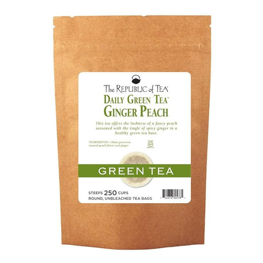 The Republic of Tea, Flavored Green Tea, Ginger Peach, 250 Teabags, Gluten-Free, High Caffeine