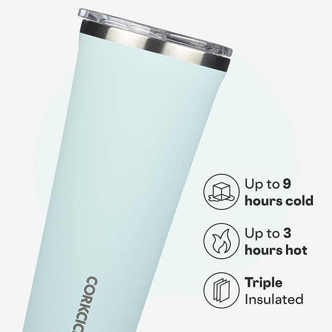 Corkcicle Classic Tumbler - Keeps Drinks Hot for 3 Hours - Triple-Insulated Stainless Steel - Cupholder Friendly - Holiday Mug Gift - Great for Gifting Warmth - 24 oz - Gloss Powder Blue