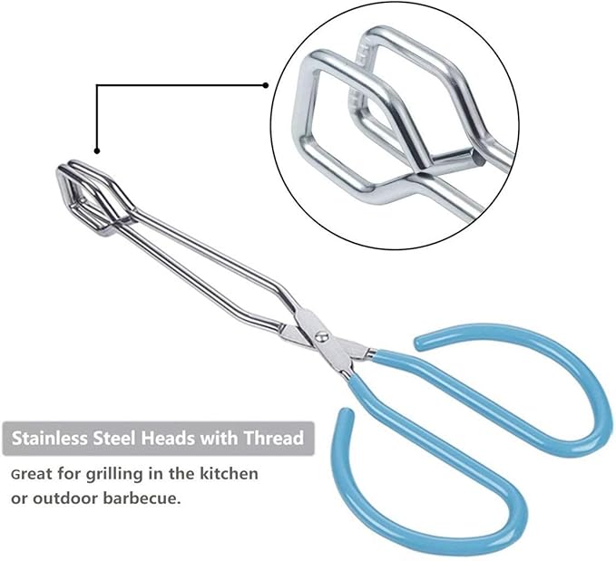 Food Tongs, Feeyei Heavy Duty Stainless Steel Kitchen Tongs for Cooking, Barbecue, Serving Scissors Tongs 10 Inches 2 packs (Blue)