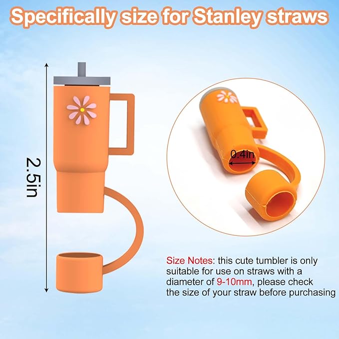 AIERSA 10Pcs Straw Cover Cap for Stanley Cup, Silicone Straw Topper Compatible with Stanley 30&40 Oz Tumbler with Handle