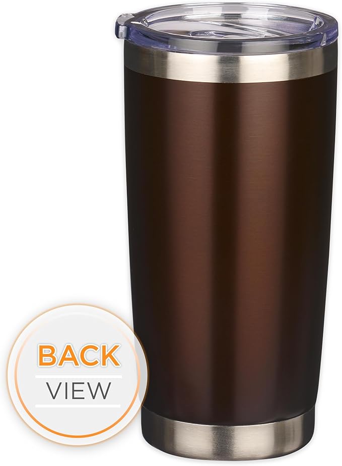 Christian Art Gifts Stainless Steel Double Wall Vacuum Insulated Tumbler 18 oz Brown Travel Mug with Retractable Lid for Women & Men Inspirational Bible Verse - Stand Firm -1 Corinthians 16:13