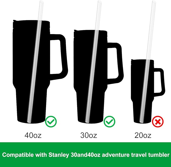 Replacement Straw Compatible with Stanley 40 oz 30 oz Cup Tumbler, 6 Pack Reusable Straws for Stanley 40 oz Tumbler with Handle, Straws with Cleaning Brush for Stanley Accessories, Plastic, Clear