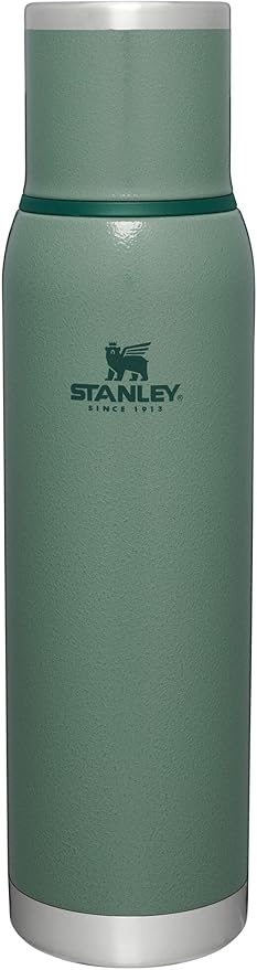Stanley Adventure-To-Go Vacuum Bottle 1.4 qt | Wide Mouth with Leakproof Cup Lid | Keep Drinks Hot or Cold | Packable for Travel | Insulated Stainless Steel Thermos | BPA-Free | Hammertone Green