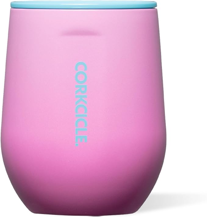 Corkcicle Stemless Wine Tumbler - Keeps Drinks Cold for 6 Hours - Triple-Insulated Stainless Steel - Non-Slip Base - Summer Drinkware Gift - Keeps Drinks Ice Cold - 12 oz - Pink Pop