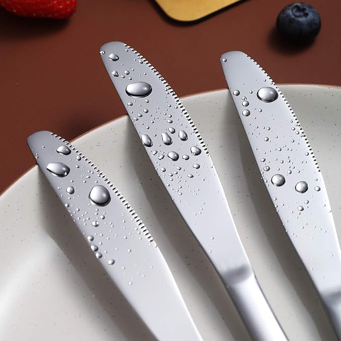 Berglander Dinner Knives Set Of 6, Stainless Steel Shiny Mirror Dinner Knife, Butter Knife Spreader Table Knives Sturdy And Dishwasher Safe