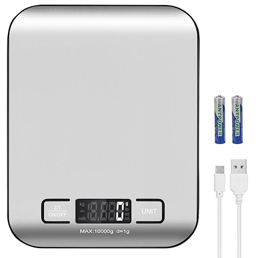 Digital Shipping Scale,Stainless Steel Panel, Accurate 10kg/1g Portable Postal Scale for Packages, Small Business,Kitchen, Food, Handmade, Liquids, and Boutique (Silver Black)