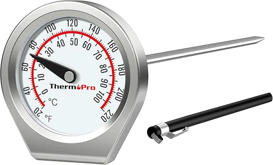 ThermoPro Dial Instant Read Meat Thermometer for Cooking, Grill Food Thermometer with Glass Lens, Portable Kitchen Thermometer with 5'' Stainless Steel Probe for Liquid, Steak, Turkey Temp Checking