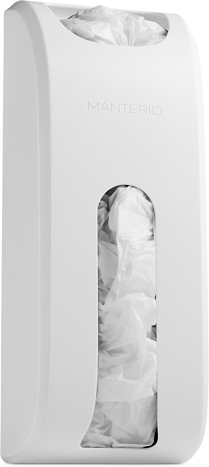 Wall-Mount Grocery Bag Dispenser | Space-Saving Design | Easy Install | Smudge-Proof, Fingerprint-Resistant | White | Holds Most Bags for Maximum Storage