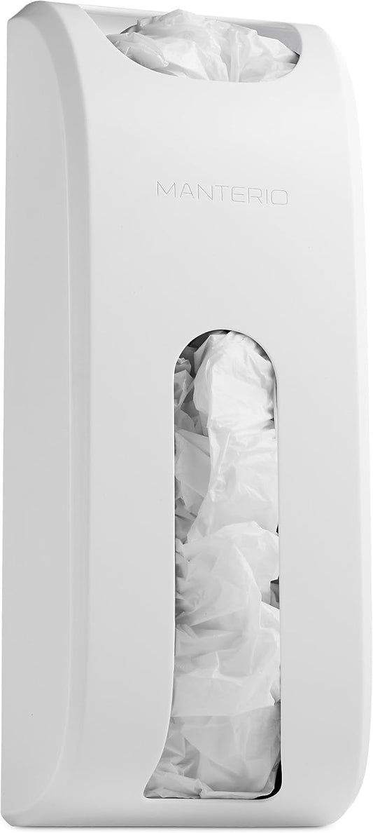 Wall-Mount Grocery Bag Dispenser | Space-Saving Design | Easy Install | Smudge-Proof, Fingerprint-Resistant | White | Holds Most Bags for Maximum Storage