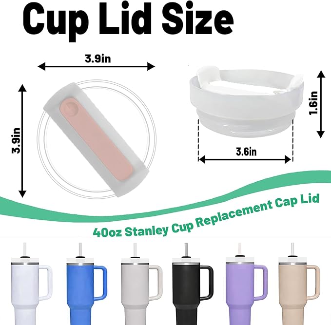 40 OZ Tumbler Lid Replacement Fit for Stanley Cup, 2 Pack Clear Replacement Lids Fit for Stanley Travel Tumbler, Spill Proof Tumbler Covers for Stanley Cup Accessories (Clear - Rose Quartz)