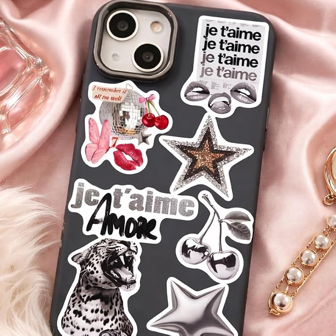 100Pcs Lucky Girl Stickers Waterproof Fashion Silvery Gold Aesthetics Sticker - Image 8