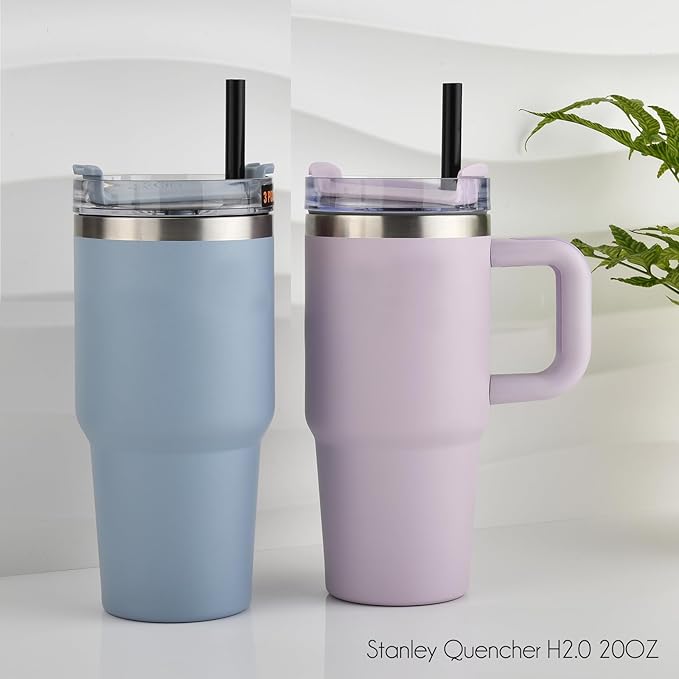 ALINK Black Replacement Straws for Stanley 20oz 14oz Tumble, 6 Pack Reusable Straws for Stanley Quencher 20oz 14oz Cups with Cleaning Brush, Dishwasher Safe and BPA Free