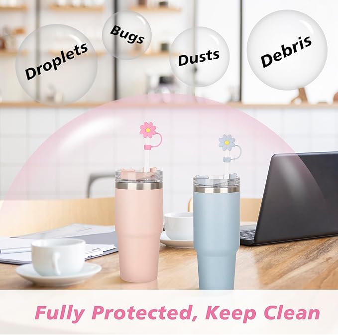 Reusable Straw Replacement compatible with Stanley Cup, with Reusable Stopper Cover, 8-piece set Accessories Fit Stanley Quencher H2.0 14/20/30/40 oz Tumbler with Handle