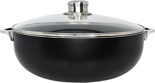 IMUSA 9Qt Bistro Ceramic Nonstick Caldero/Dutch Oven with Glass Lid, Black