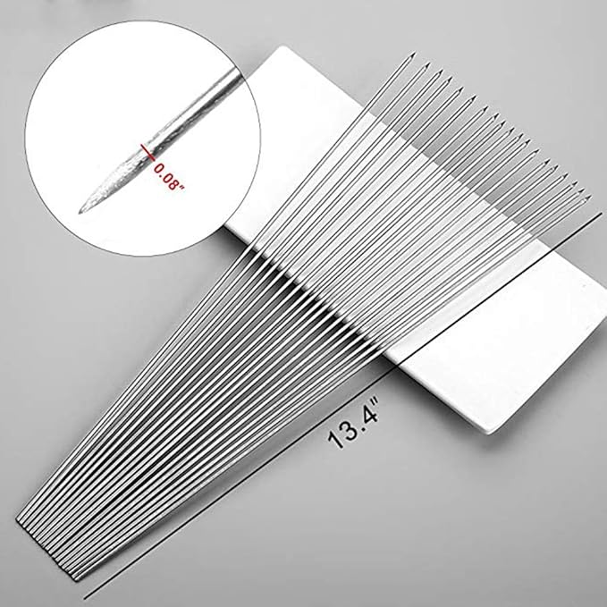 BigOtters Barbecue Skewers, 100PCS Metal Skewers for Grilling BBQ Needle Sticks for Meat Shrimp Chicken Vegetable Outdoor Cooking