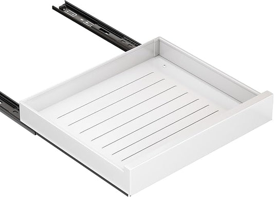 Pull out Cabinet Organizer,21"Deep, 20"Wide Heavy Duty Full-Extension Slide out Drawers Fixed with Nano Adhesive,Roll Out Shelves Sliding Cabinet for Kitchen,Bathroom,Pantry,under sink Storage(White)