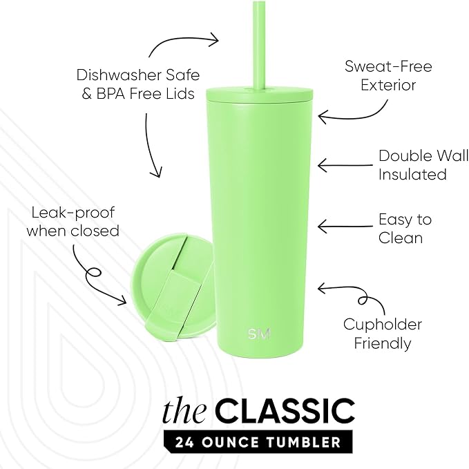 Simple Modern Classic Tumbler with Lid and Straw | Insulated Iced Coffee Cup Reusable Stainless Steel Water Bottle Travel Mug | Gifts for Women Men Her Him | 24oz | Baja