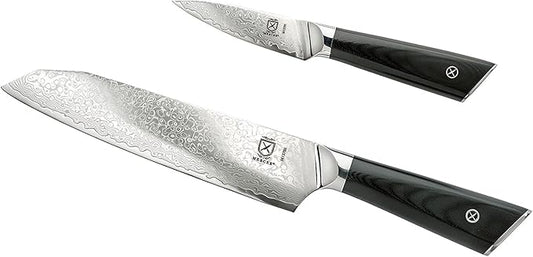 Mercer Culinary Premium Grade Super Steel 7-Inch Santoku and 3.5-Inch Paring Knife Set, G10 Handles