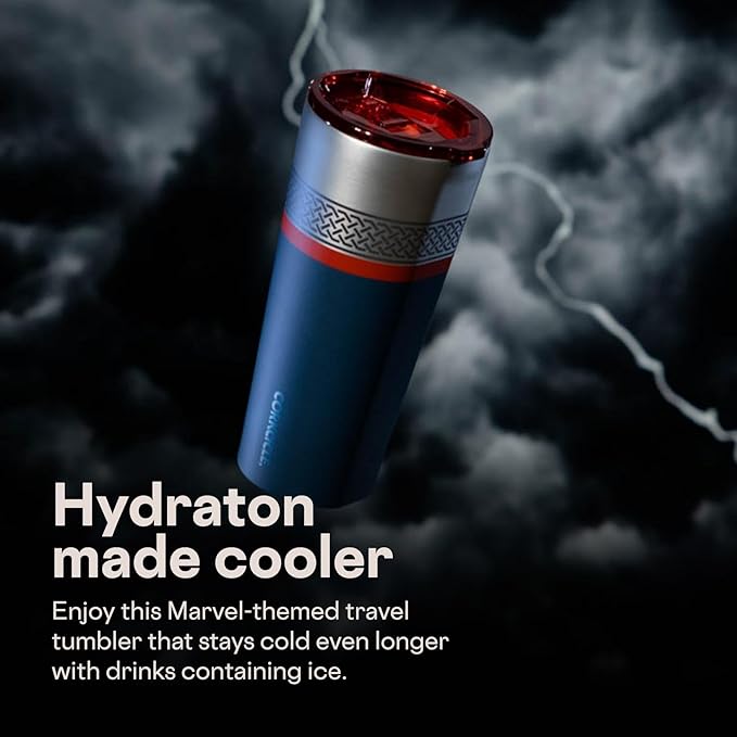 Corkcicle Disney Tumbler - Triple-Insulated Stainless Steel - Keeps Drinks Cold 9 Hours - Spill-Proof Lid - Reusable - Summer Drinkware Gift - Keeps Drinks Ice Cold - 24 oz - Thor