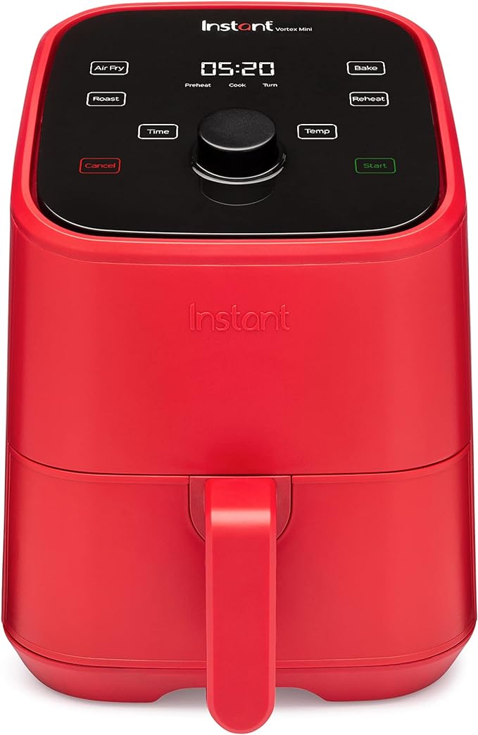 Instant Pot Vortex 2QT Mini Air Fryer, Small Air fryer that Crisps,Reheats,Bakes,Roasts for Quick Easy Meals,Includes over 100 In-App Recipes, is Dishwasher-Safe, from the Makers of Instant Pot, Red