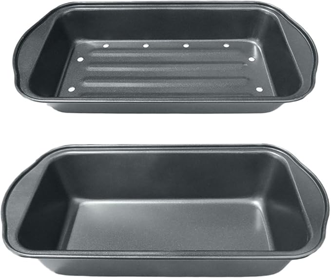 Evelots 2 Sets Meatloaf Pan-2 Piece Set-Drains Fat-Non Stick-Bread-More Flavor