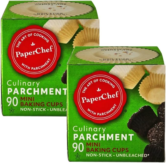 PaperChef – Mini Parchment Baking Cups – Easy Release, Non-Stick, Unbleached & Compostable – Perfect for Mini Muffins & Cupcakes – 90 Count- 2 Pack
