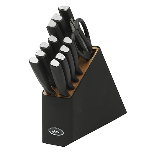 Oster Brixen 13 Piece High Carbon Stainless Steel Kitchen Cutlery Knife Block Set W/Black Wood Block - Cuchillos Para Cocina