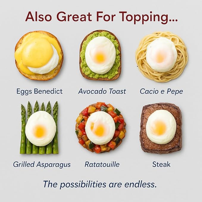 HIC Kitchen Non-Stick 3-Egg Poacher Insert, PFOA and BPA Free, Fits 8-Inch and Larger Pans