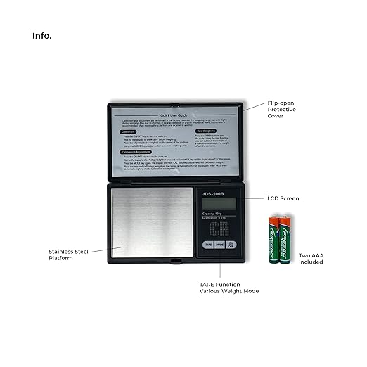 CR Scale Premium Digital Food Scale - 100g by 0.01g, Black, Portable (JDS-100B) (Battery Included)